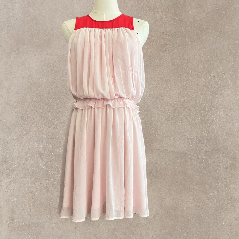Express Boho Pink And Red Ruffle Dress - Picture 2 of 8